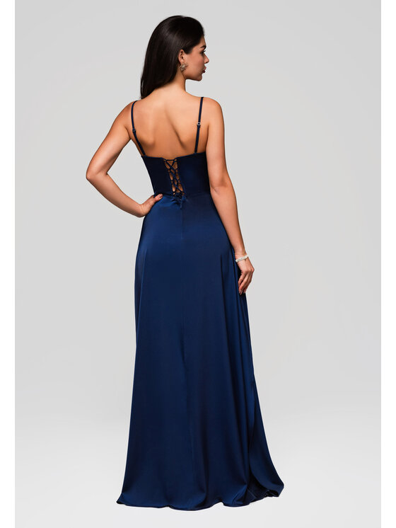 Ombre Ombre Sukienka wieczorowa LA-OM-DLR189 Granatowy Regular Fit
