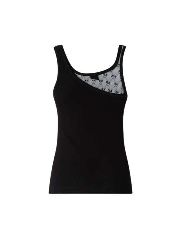 PINKO PINKO Top CUPBOARD CANOTTA COSTINA + PIZ Čierna Regular Fit