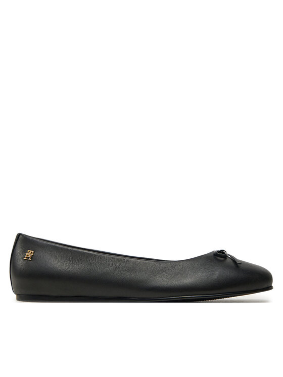 Tommy Hilfiger Tommy Hilfiger Ballerine Ballerina Leather Flat Bow FW0FW08359 Nero