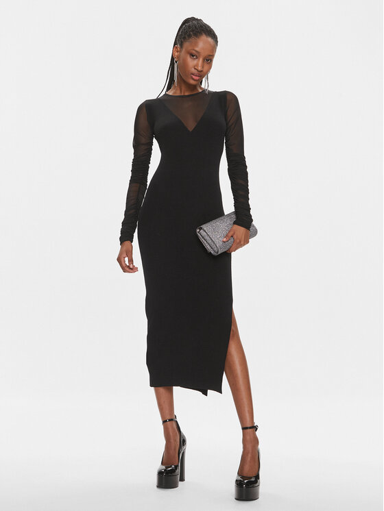 PINKO Pinko Pletena obleka Bergamotto 103019 A1KX Črna Slim Fit