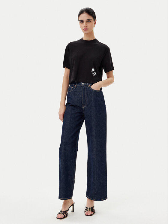 Karl Lagerfeld Jeans Karl Lagerfeld Jeans T-shirt A2W17076 Crna Cropped Fit