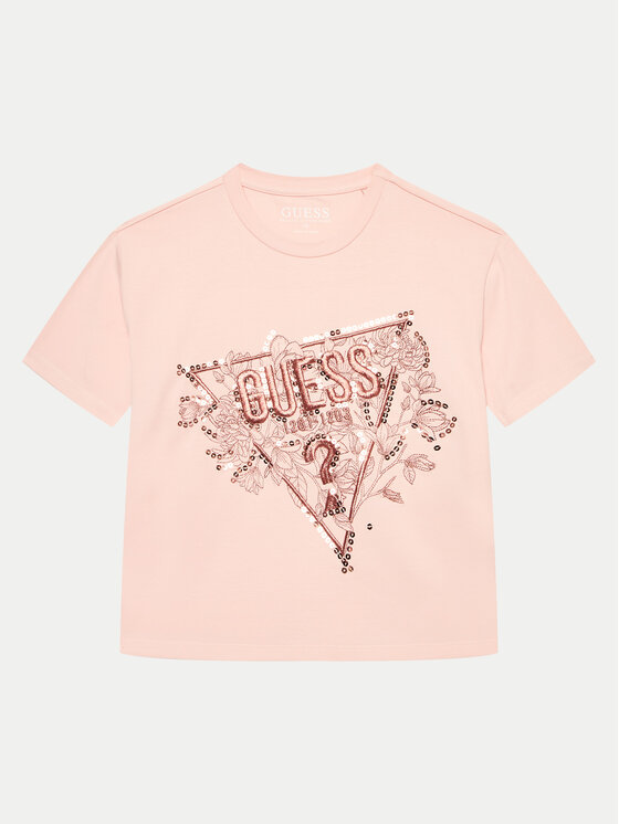Guess Guess Тишърт J4YI30 K6YW4 Розов Boxy Fit