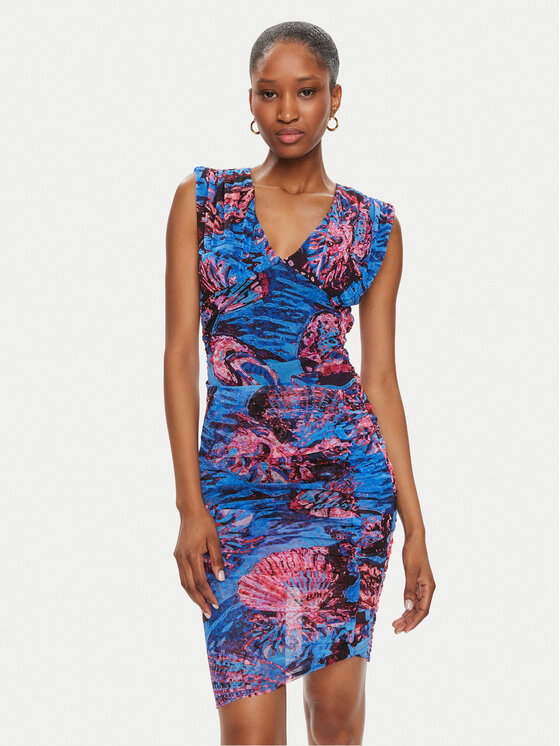 Pinko Koktejlové šaty Androgeo Abito 103224 A1OB Modrá Slim Fit