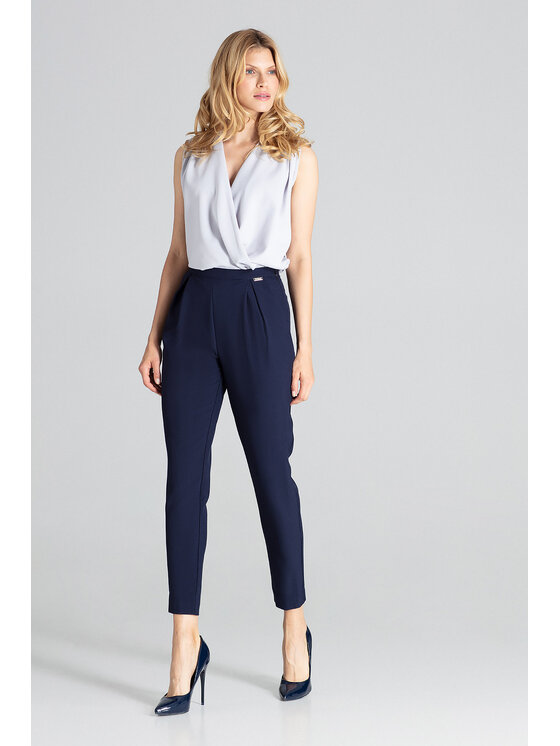 FIGL FIGL Spodnie damskie M676 Granatowy Regular Fit