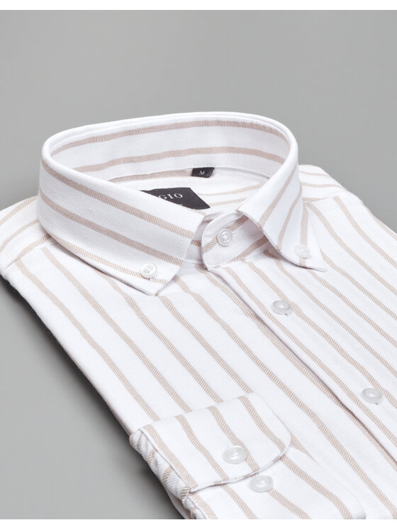 Borgio Borgio Koszula passa 00543 Biały Slim Fit