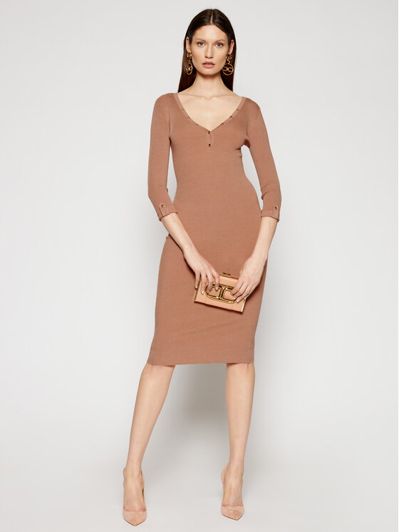 Vestito di maglia AM-54B-11E2-V260 Marrone Slim