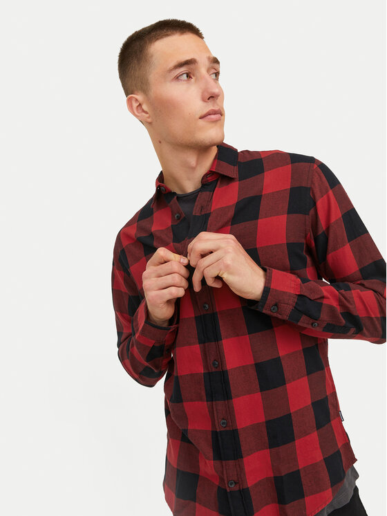 Jack & Jones Jack & Jones Koszula Gingham 12181602 Czerwony Slim Fit