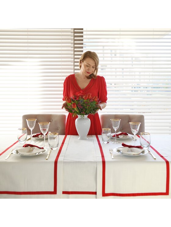 Roseberry Home Roseberry Home Obrus Red Stripes Czerwony