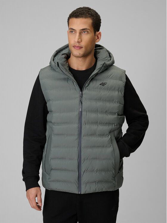 4F 4F Kamizelka MIDSHOP TEXTILE Zielony jasny Regular Fit