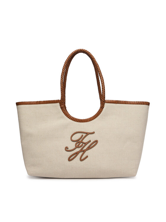 Tommy Hilfiger Geantă Th Elev Summ Maxi Tote Canvas AW0AW18629 Bej