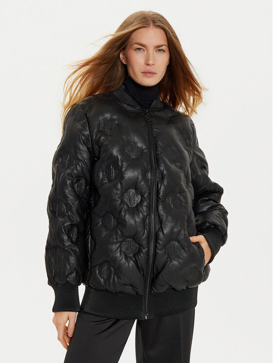 Guess Guess Bunda z imitace kůže Marianne W4BL60 WGB20 Černá Regular Fit