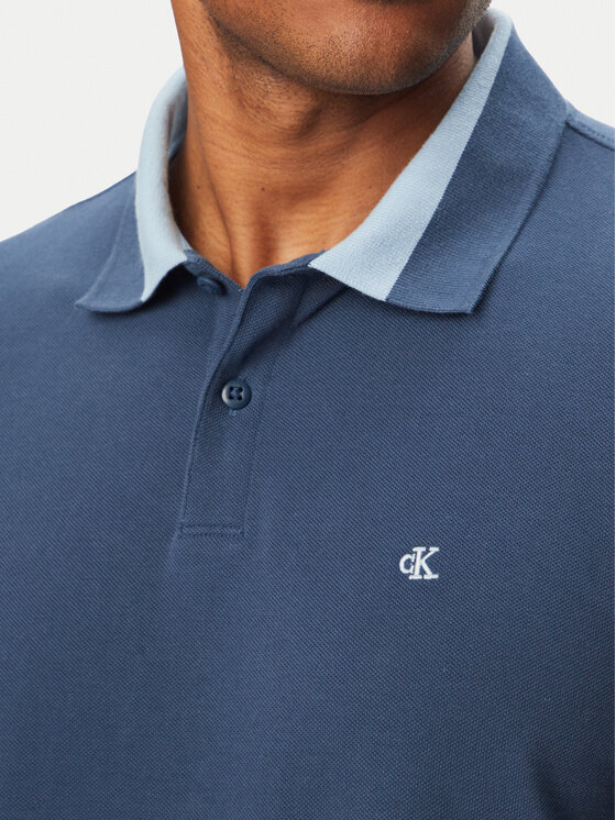 Calvin Klein Jeans Calvin Klein Jeans Тениска с яка и копчета LV04RG234G Тъмносин Regular Fit