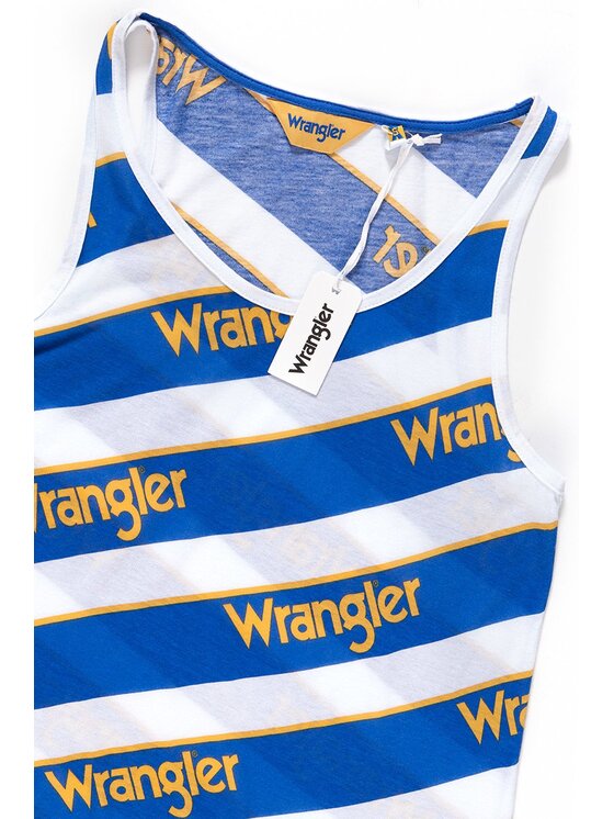 Wrangler Wrangler T-Shirt B&Y ALLOVER TANK Niebieski Regular Fit