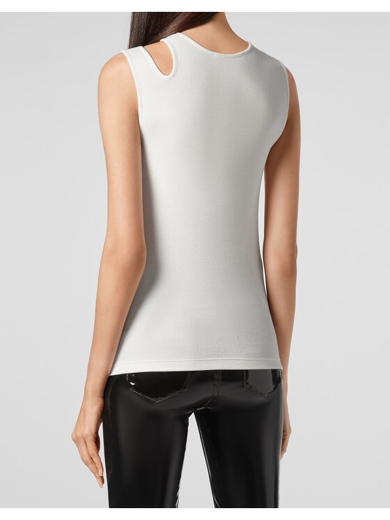 PHILIPP PLEIN PHILIPP PLEIN Tank top 8093 Biały Skin Tight Fit