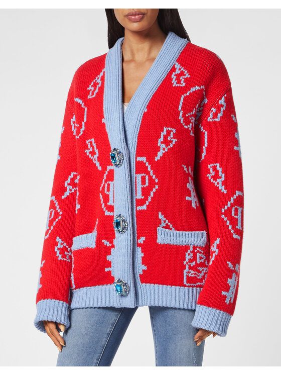 PHILIPP PLEIN PHILIPP PLEIN Kardigan 2739 Czerwony Regular Fit