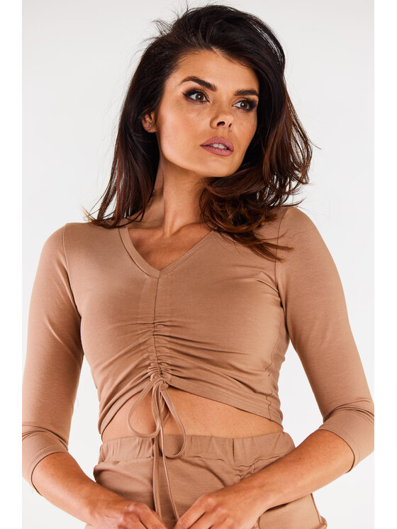 Infinite You Infinite You Bluzka M304 Beżowy Basic Fit