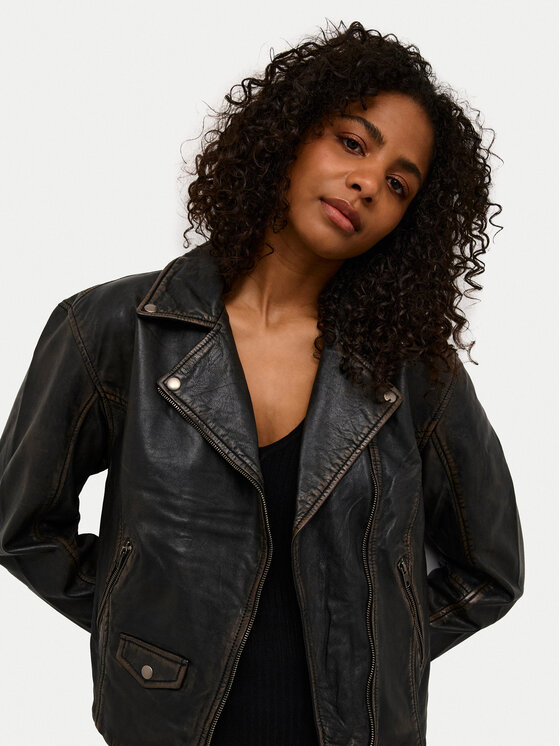 Kaffe Kaffe Lederjacke Jane 10508826 Schwarz Regular Fit