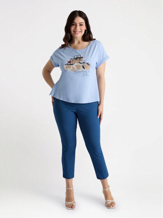 Fiorella Rubino Fiorella Rubino Pantaloni di tessuto P144L102147N024 Turchese Regular Fit