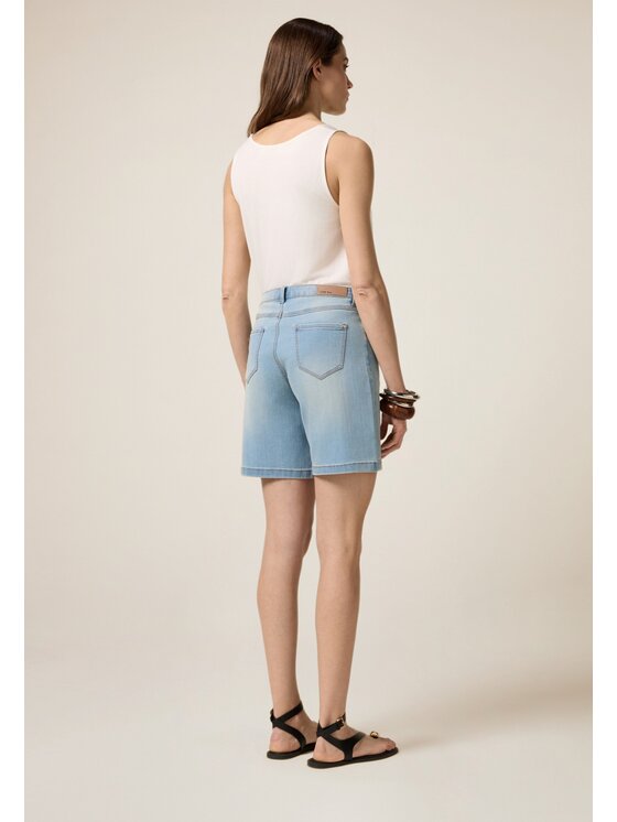 Oltre Oltre Pantaloncini di tessuto P561R008496N024 Turchese Baggy Fit