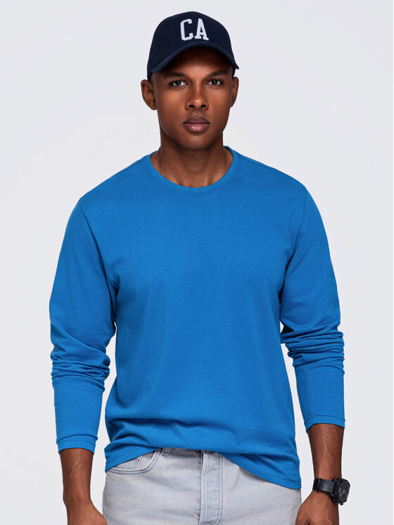Ombre Ombre Longsleeve OM-LSBL-0142 Niebieski Regular Fit