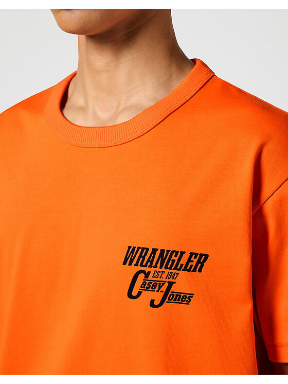 Wrangler Wrangler T-Shirt CASEY GRAPHIC TEE Pomarańczowy Regular Fit
