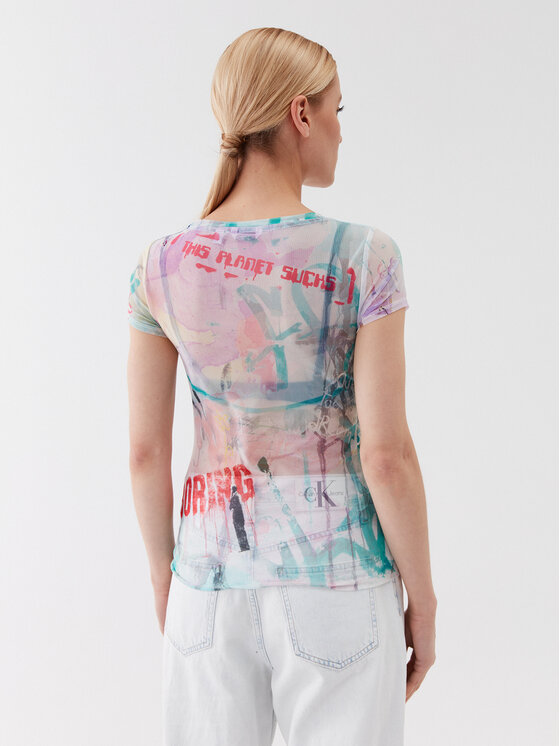 Guess Guess Tričko W3YI70 KBAH2 Modrá Slim Fit