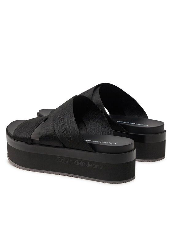 Calvin Klein Jeans Calvin Klein Jeans Natikače Flatform Sandal Webbing In Mr YW0YW01361 Crna