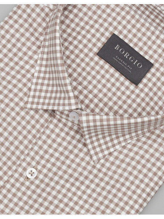 Borgio Borgio Koszula matera_00602 Brązowy Classic Fit