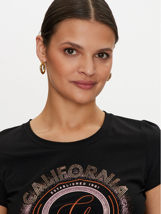 Guess Guess T-krekls Logo W4YI24 J1314 Melns Slim Fit