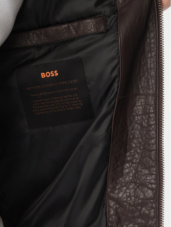 BOSS BOSS Lederjacke Jopeak  50566594 Dunkelbraun Regular Fit