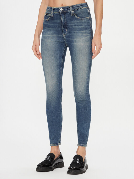Calvin Klein Jeans Džínsy High Rise Super Skinny Ankle J20J222146 Modrá Skinny Fit