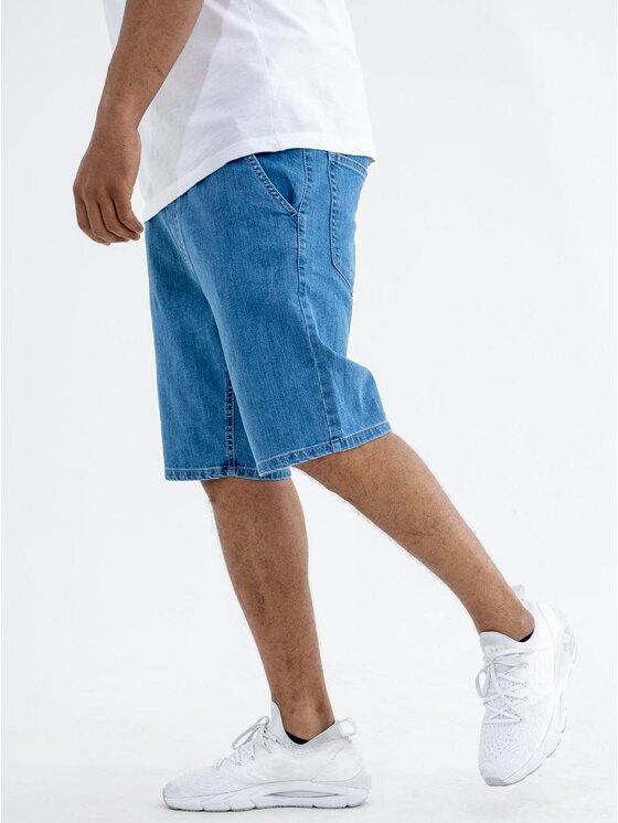 Jigga Wear Jigga Wear Szorty jeansowe Krótkie Spodenki Jeansowe Ze Ściągaczem Męskie Sprane Niebieskie / Złote Jigga Wear Crown Pocket 2XL Niebieski Regular Fit