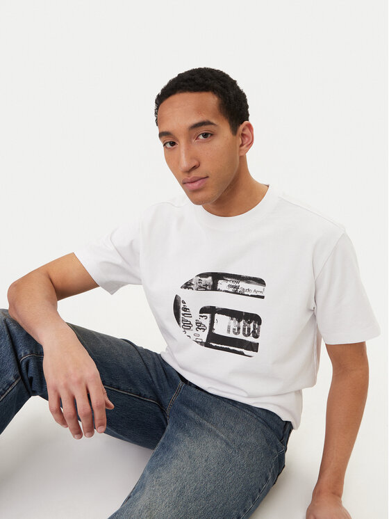 G-Star Raw G-Star Raw T-krekls G Icon Graphic D28823-E385 Balts Regular Fit