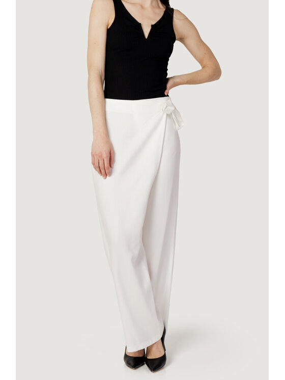 Hanny Deep Hanny Deep Pantaloni palazzo TINTA UNITA DELFIN Bianco Palazzo Fit