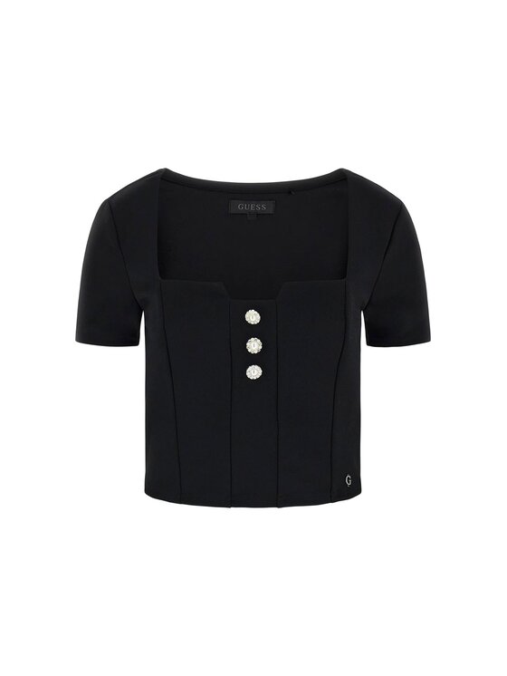 Guess Guess Блузка W6RP08 KCBO2 Чорний Classic Fit