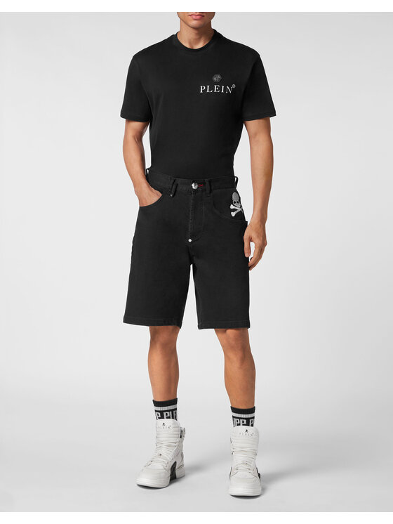 PHILIPP PLEIN PHILIPP PLEIN Szorty jeansowe 9281 Czarny Loose Fit