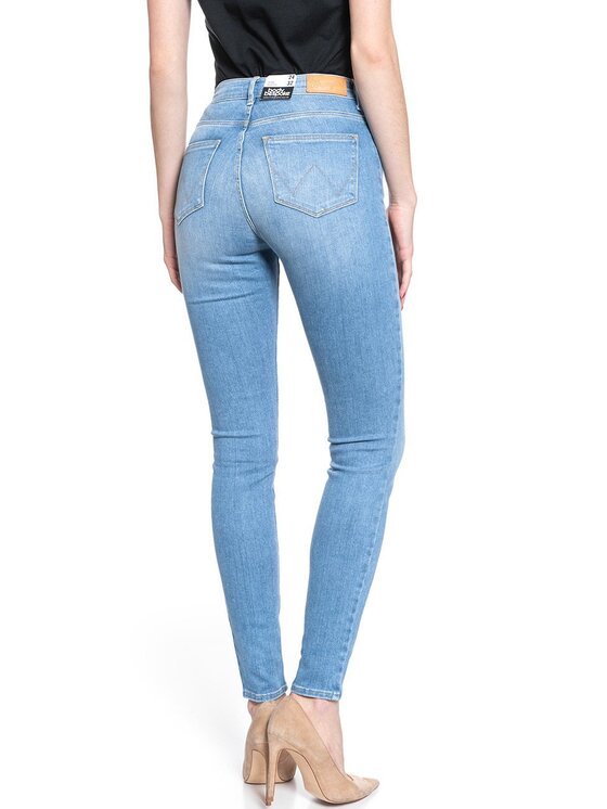 Wrangler Wrangler Jeansy HIGH RISE SKINNY Niebieski Skinny Fit