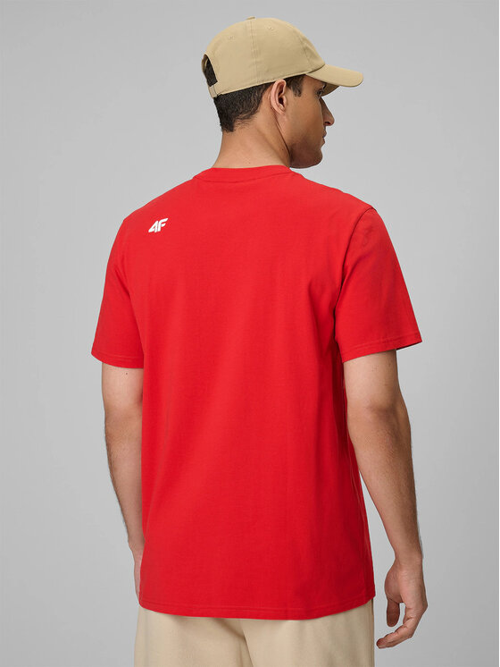 4F 4F T-Shirt BASIC+ Czerwony Regular Fit