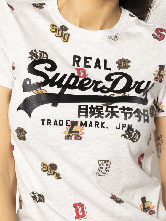 Superdry Superdry T-shirt Logo Varsity Aop Entry Tee W1000093A Grigio Slim Fit