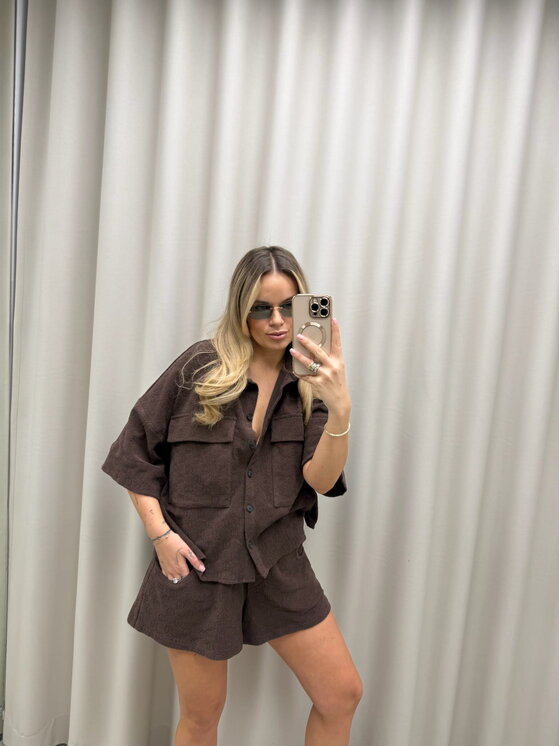 Magda Matyja Magda Matyja Szorty materiałowe Mauritius Bottom Brown Brązowy Oversize