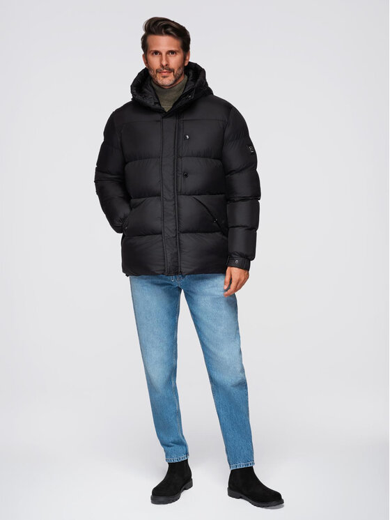 Ombre Ombre Kurtka zimowa OM-JAHP-0238 Czarny Regular Fit
