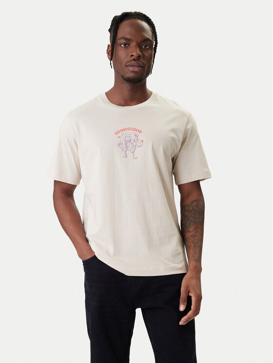 Jack & Jones Jack & Jones Tricou Spongebob 12286631 Bej Relaxed Fit
