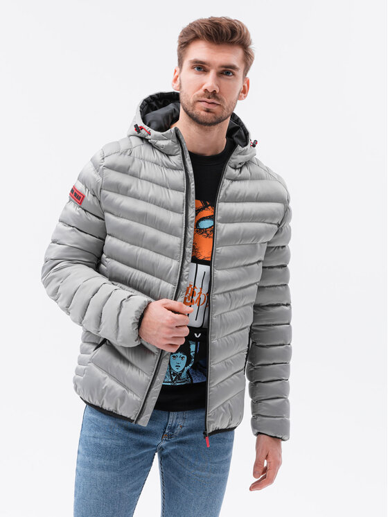 Ombre Ombre Zimní bunda C368 Šedá Regular Fit