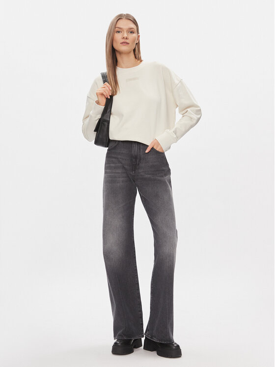 Calvin Klein Calvin Klein Mikina Micro Logo K20K206630 Écru Regular Fit
