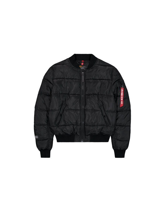 Alpha Industries Męska Kurtka bomber, rozmiar XL, Czarna, MA-1 Logo Puffer Winter Jacket