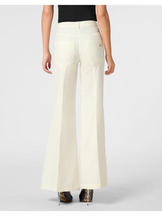PHILIPP PLEIN PHILIPP PLEIN Spodnie materiałowe 22687 Biały Flare Fit