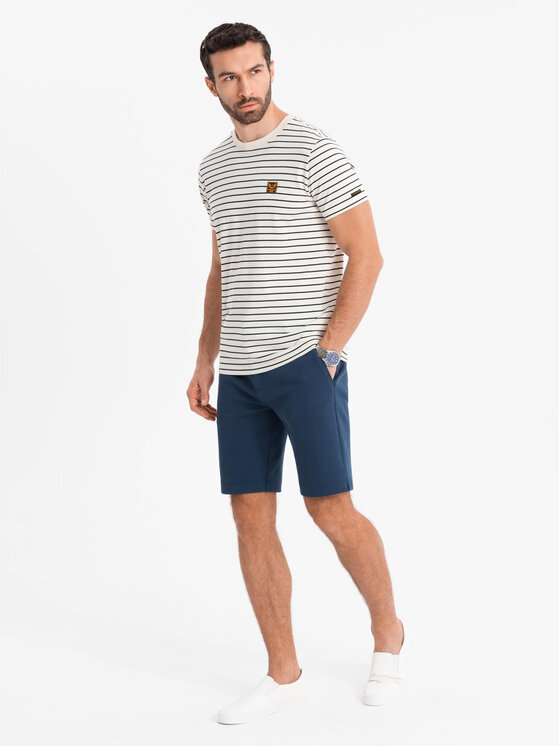 Ombre Ombre Szorty materiałowe OM-SRCS-0169 Granatowy Slim Fit