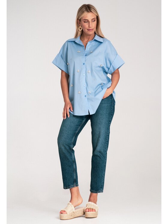 FIGL FIGL Košeľa M1226 Modrá Loose Fit