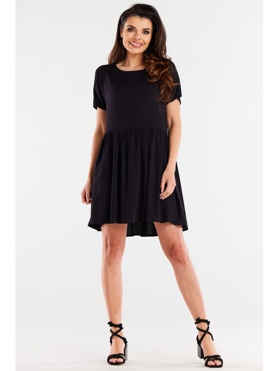 Awama Awama Sukienka letnia A517 Czarny Basic Fit