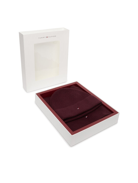 Tommy Hilfiger Tommy Hilfiger Kepurės ir šaliko komplektas AW0AW19136 Vyšninė